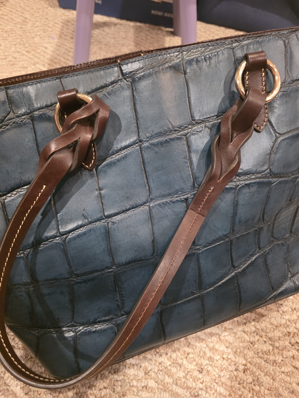 Dooney & Bourke Men's Blue Croc-Embossed Tote - Picture 8 of 14